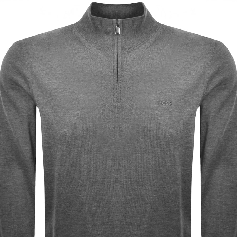 Image number 2 for BOSS Ebenji Quarter Zip Wool Jumper Grey