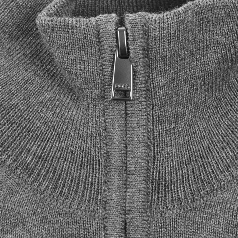 Image number 4 for BOSS Ebenji Quarter Zip Wool Jumper Grey
