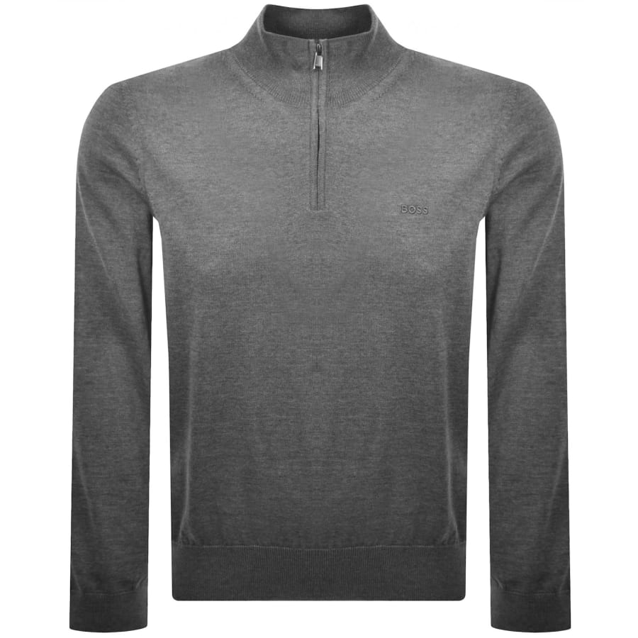 Image number 1 for BOSS Ebenji Quarter Zip Wool Jumper Grey