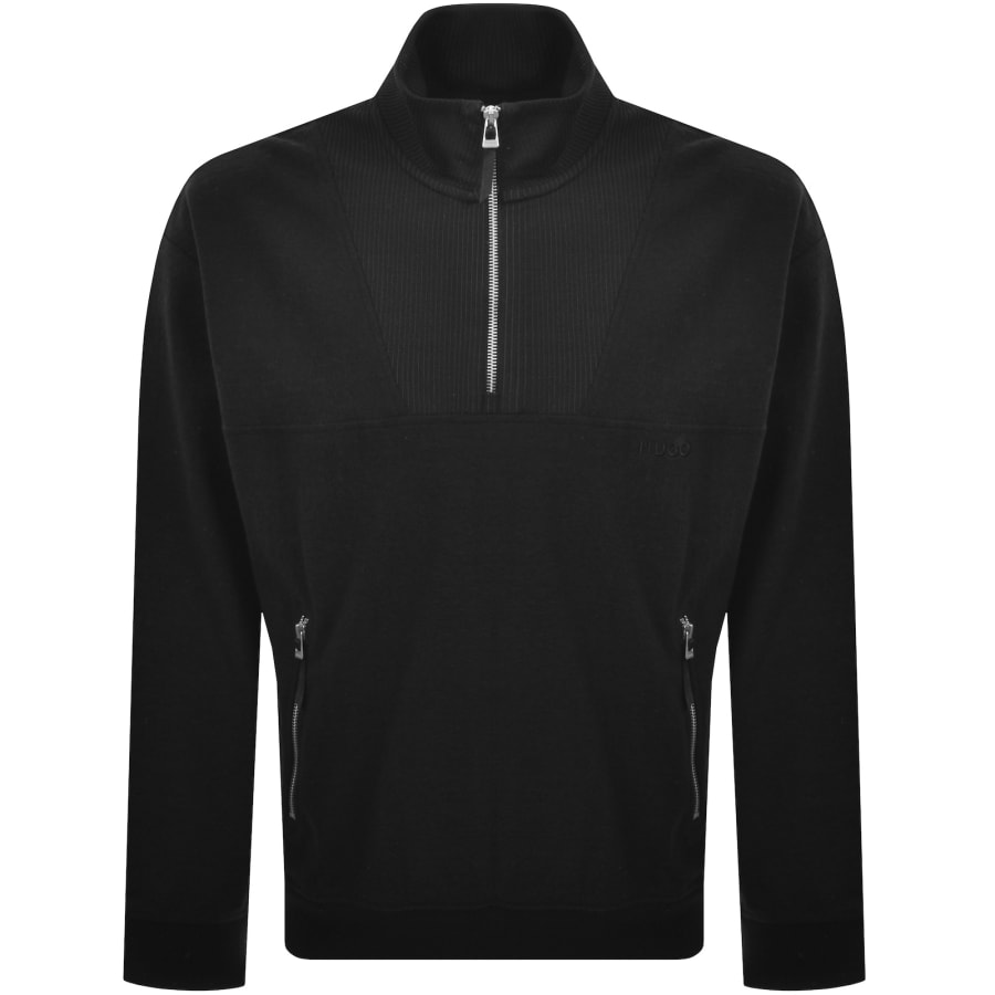 Image number 1 for HUGO Deren Half Zip Sweatshirt Black