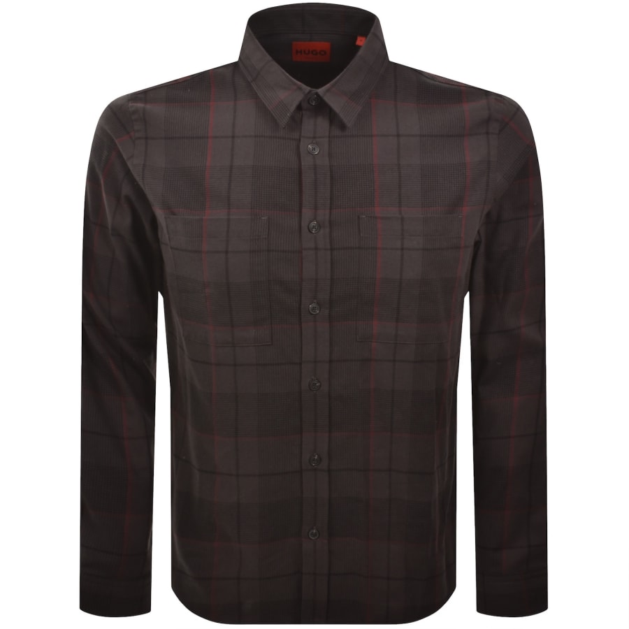 Image number 1 for HUGO Straight Fit Egrin Shirt Brown