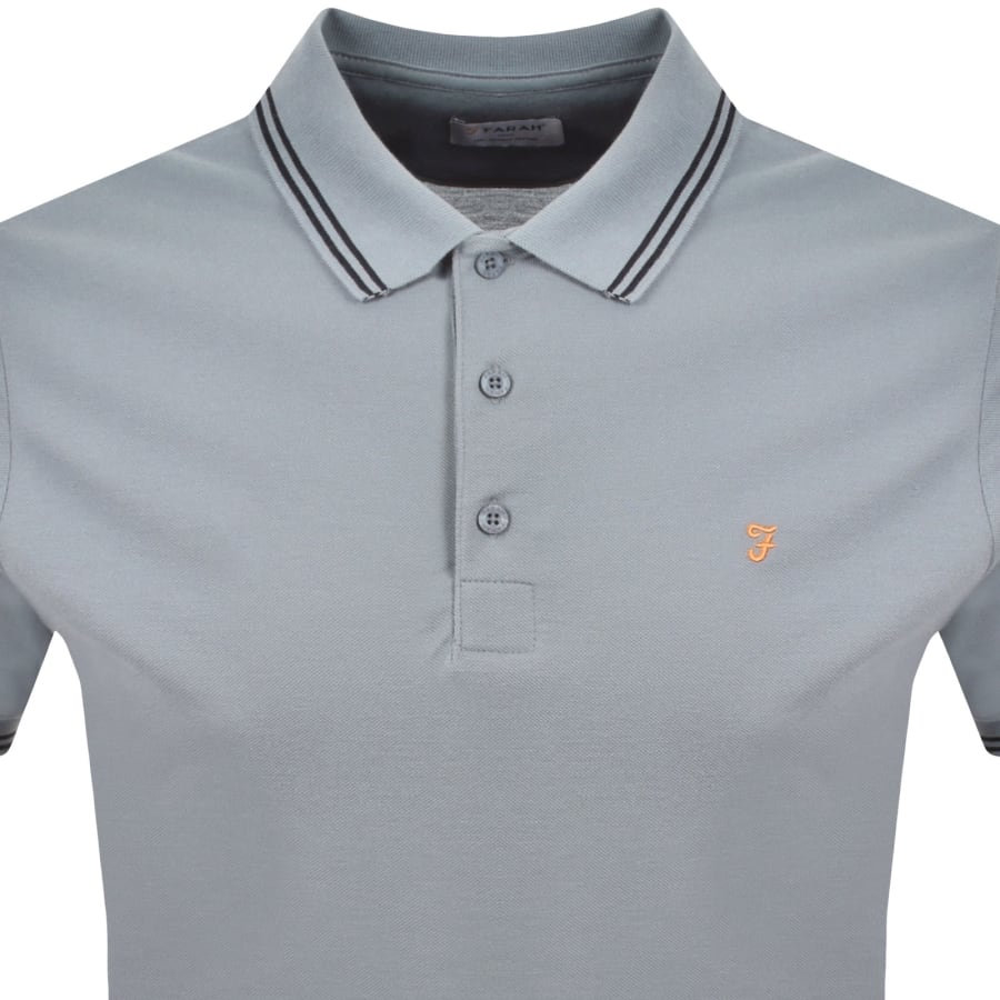 Image number 2 for Farah Bowes Tipping Polo T Shirt Icelandic Blue
