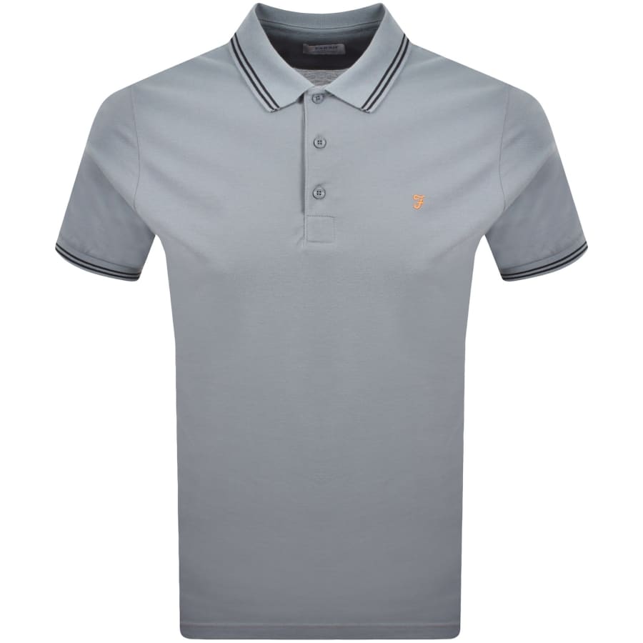 Image number 1 for Farah Bowes Tipping Polo T Shirt Icelandic Blue