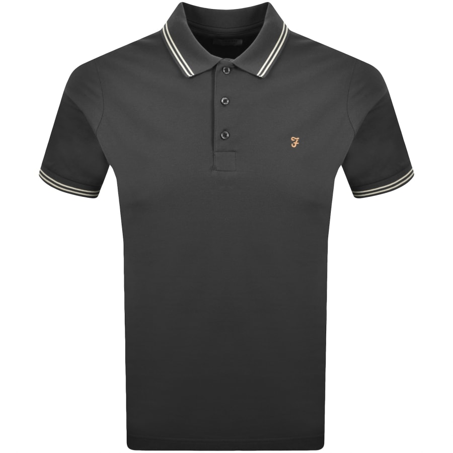 Image number 1 for Farah Bowes Tipping Polo T Shirt Washed Black