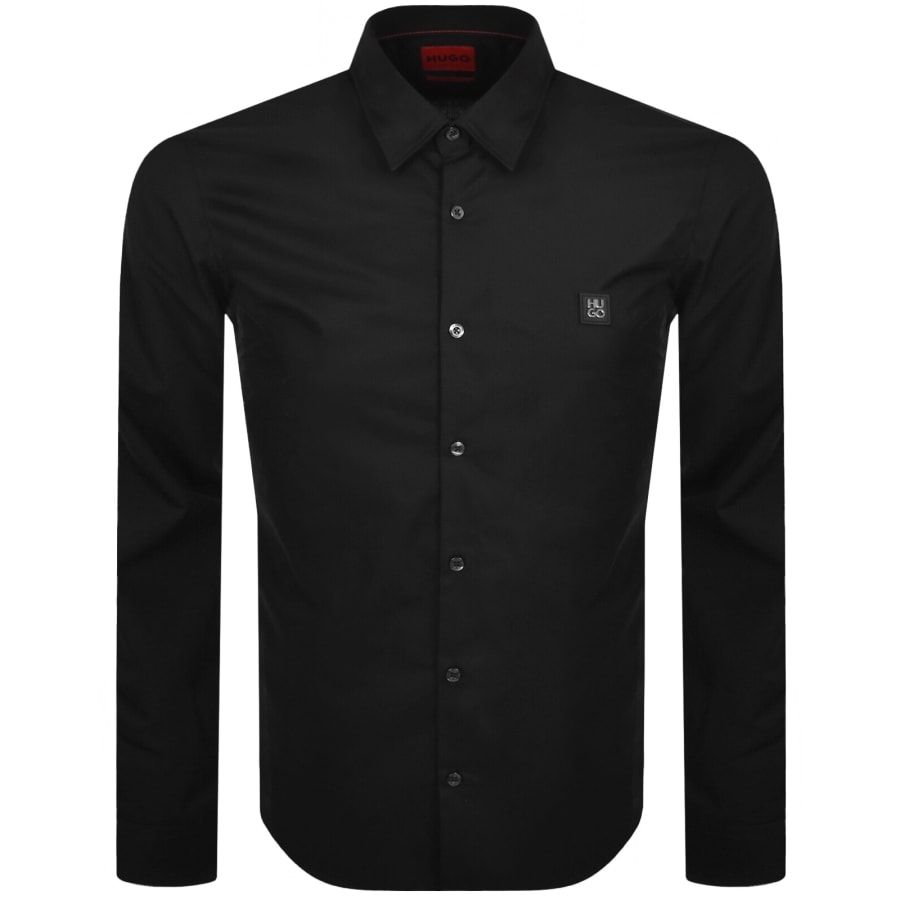 Image number 1 for HUGO Long Sleeved Evito Shirt Black