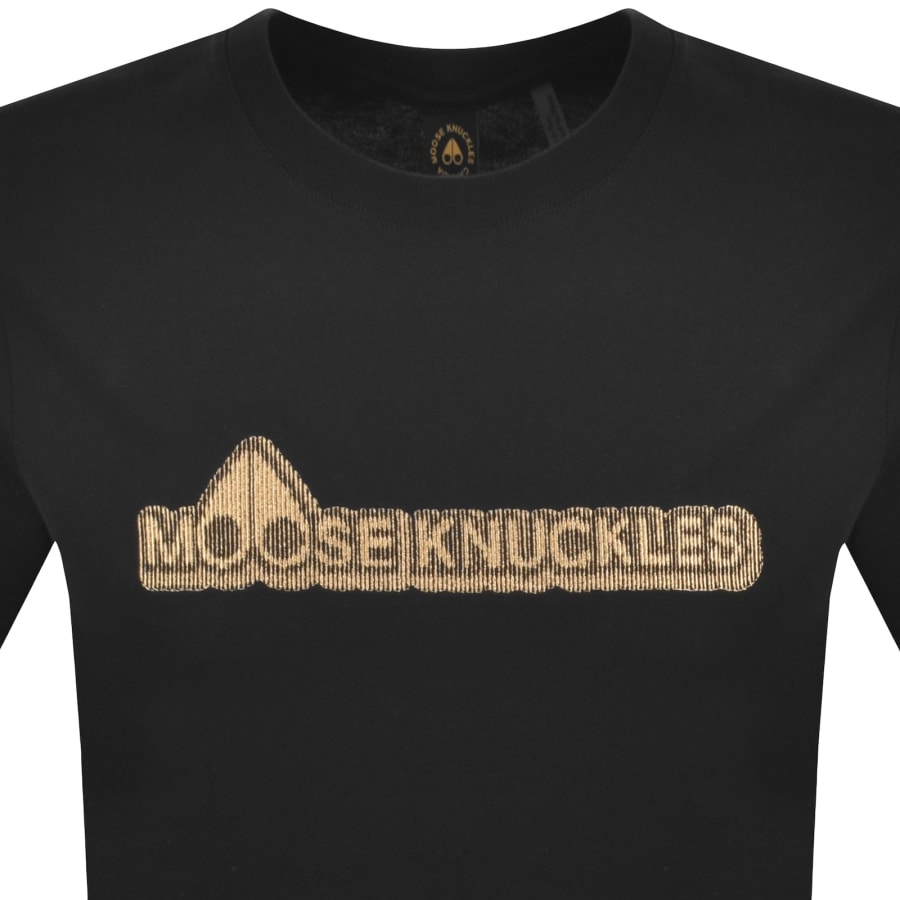 Image number 2 for Moose Knuckles Gold Preston Logo T Shirt Black