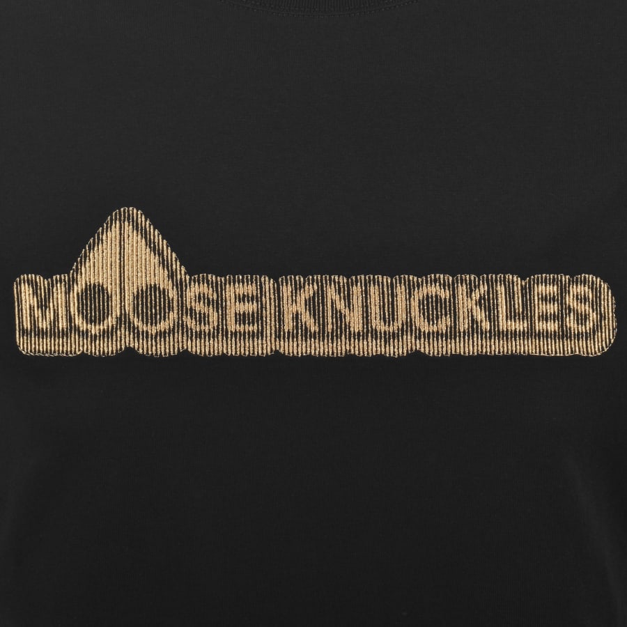 Image number 3 for Moose Knuckles Gold Preston Logo T Shirt Black