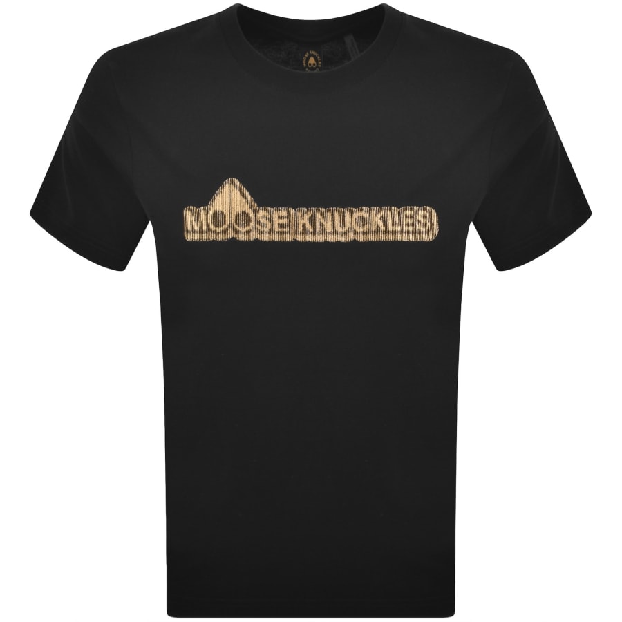 Image number 1 for Moose Knuckles Gold Preston Logo T Shirt Black