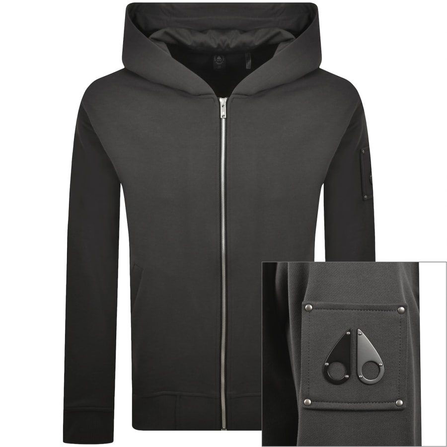 Image number 1 for Moose Knuckles Snyder Zip Hoodie Grey