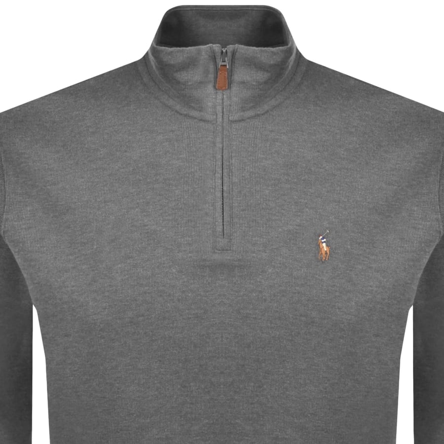 Image number 2 for Ralph Lauren Quarter Zip Knit Jumper Grey
