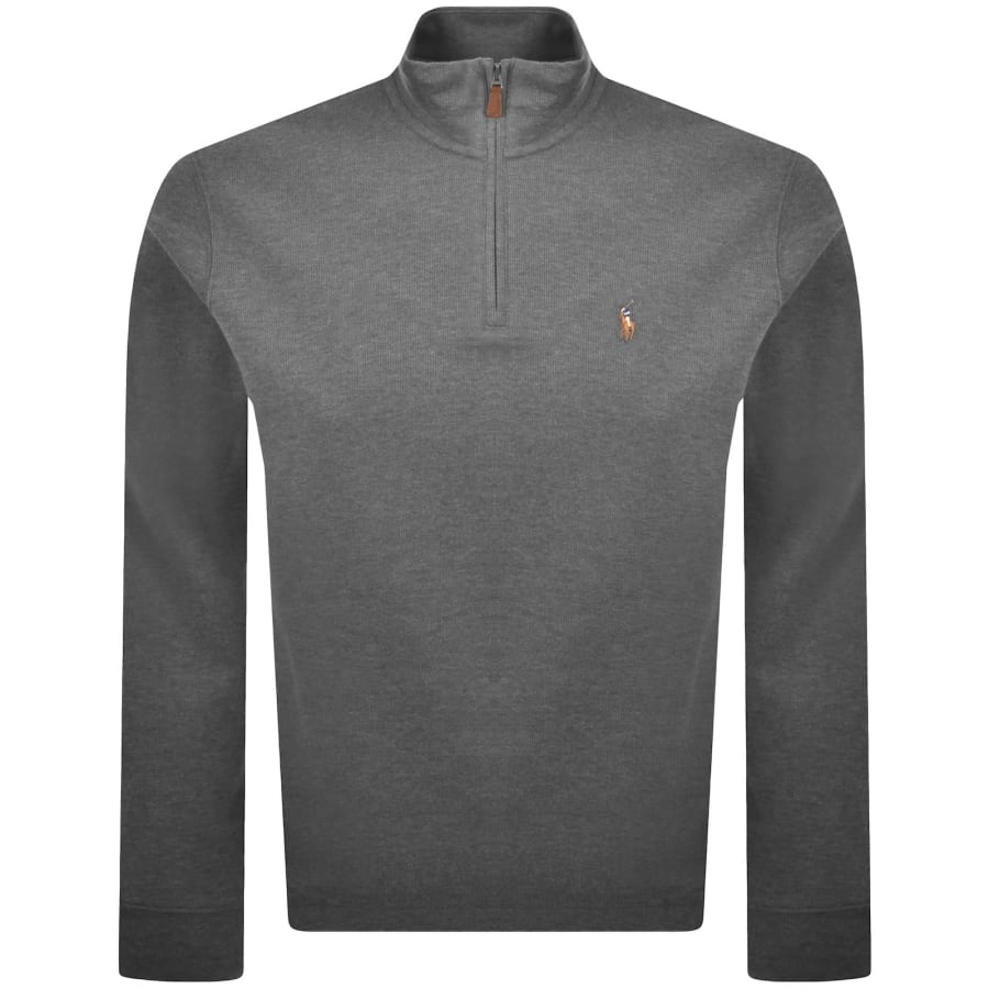 Image number 1 for Ralph Lauren Quarter Zip Knit Jumper Grey