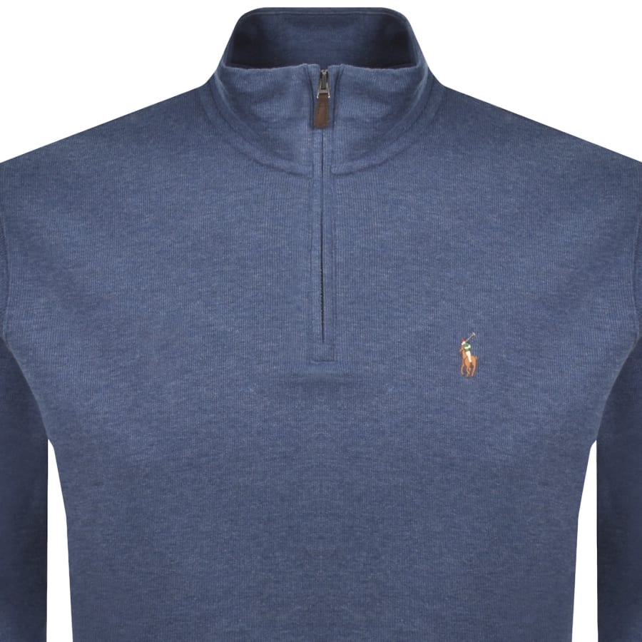 Image number 2 for Ralph Lauren Quarter Zip Knit Jumper Blue