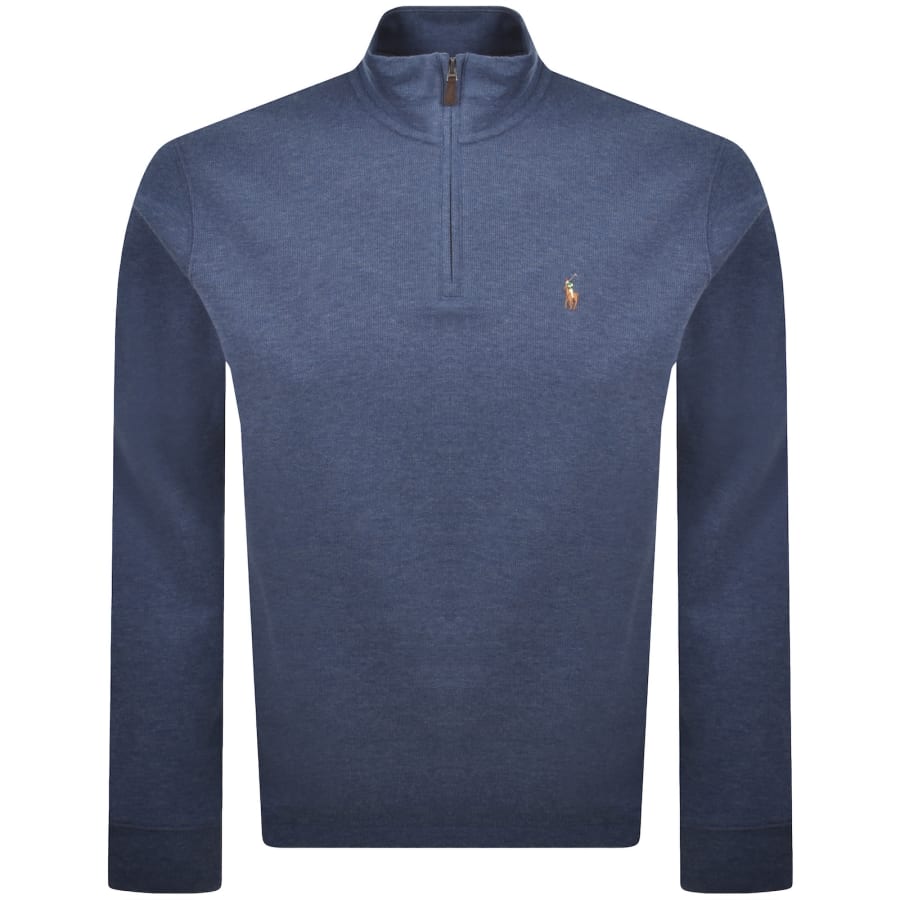 Image number 1 for Ralph Lauren Quarter Zip Knit Jumper Blue