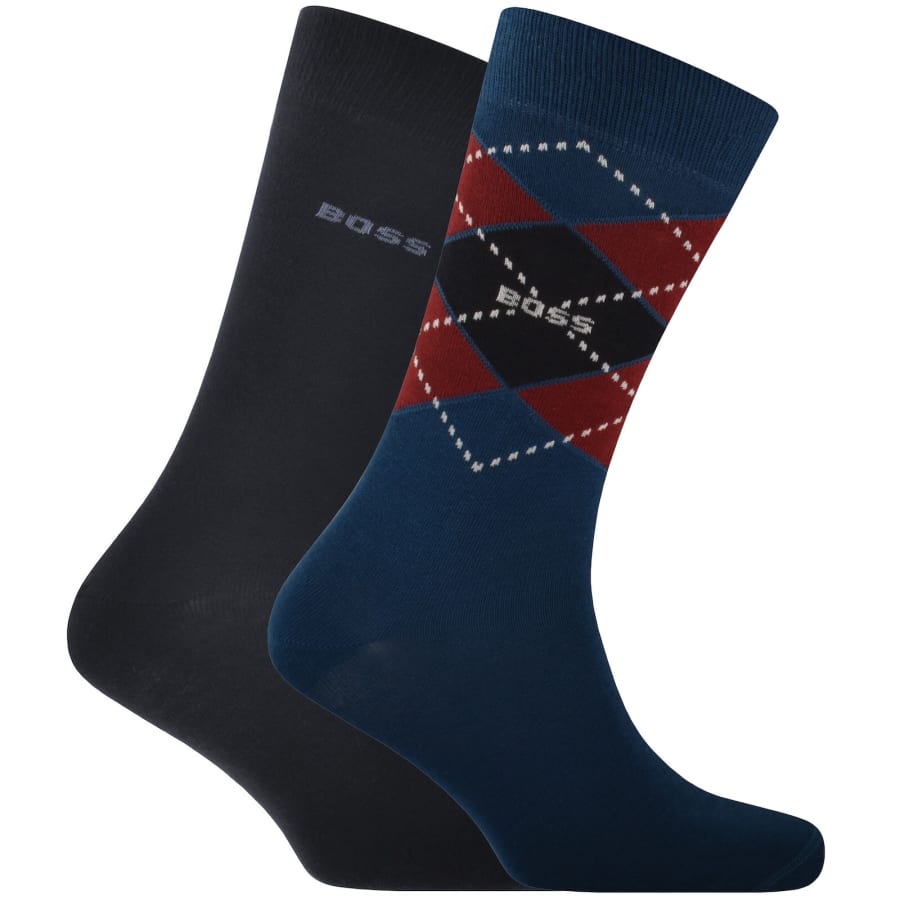 Image number 1 for BOSS 2 Pack Argyle Crew Socks Multi