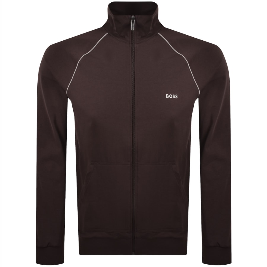 Image number 1 for BOSS Full Zip Sweatshirt Jacket Dark Brown