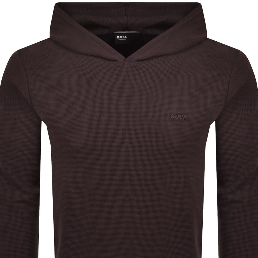 Image number 2 for BOSS Waffle Hooded T Shirt Dark Brown