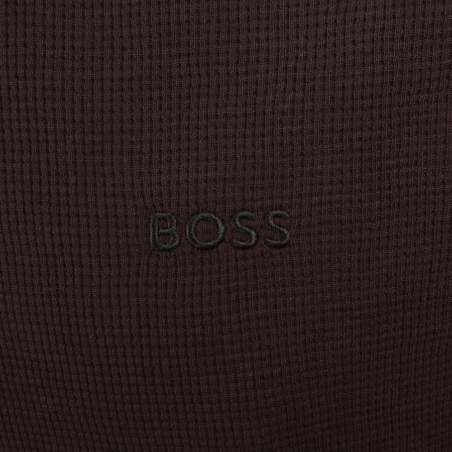 Image number 3 for BOSS Waffle Hooded T Shirt Dark Brown