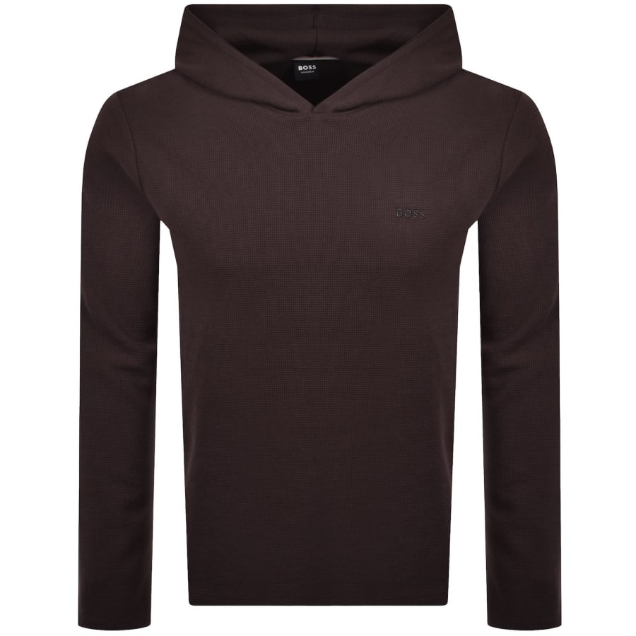 Image number 1 for BOSS Waffle Hooded T Shirt Dark Brown