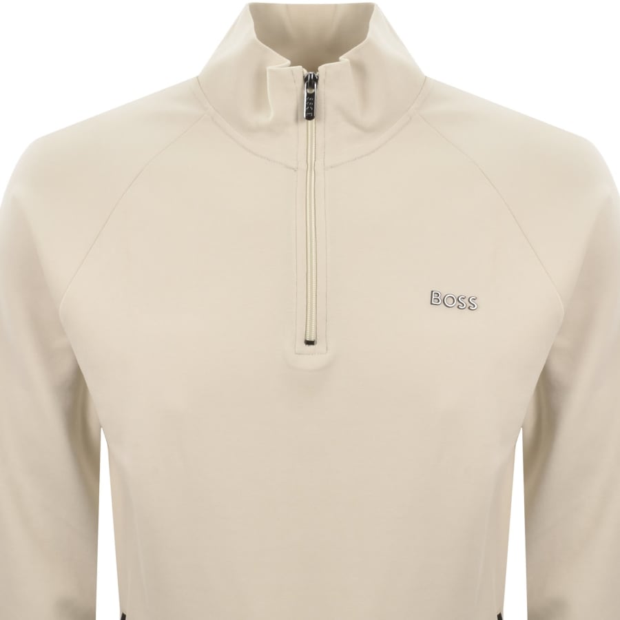 Image number 2 for BOSS Sense Quarter Zip Sweatshirt Cream