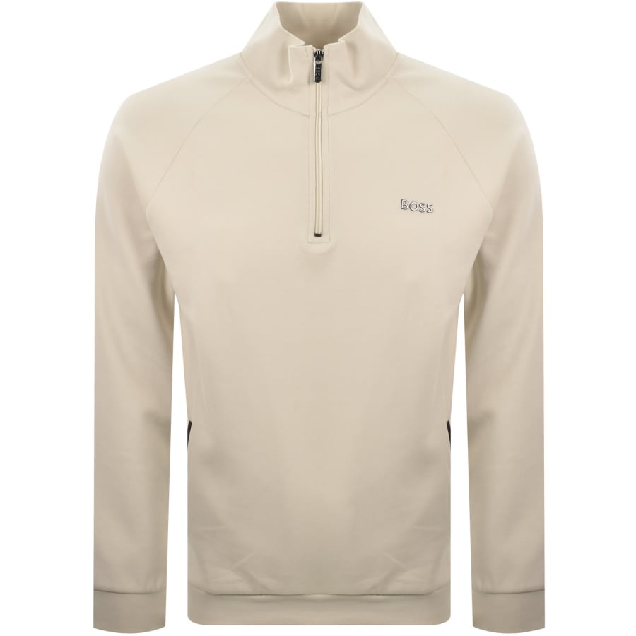 Image number 1 for BOSS Sense Quarter Zip Sweatshirt Cream