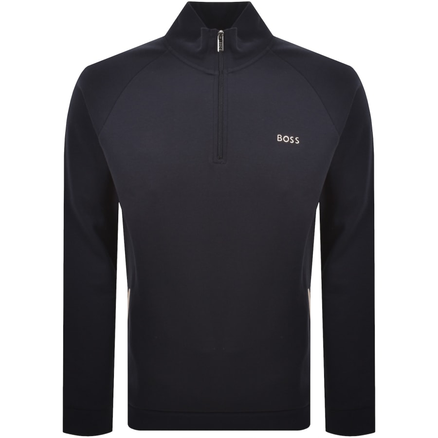 Image number 1 for BOSS Sense Quarter Zip Sweatshirt Navy