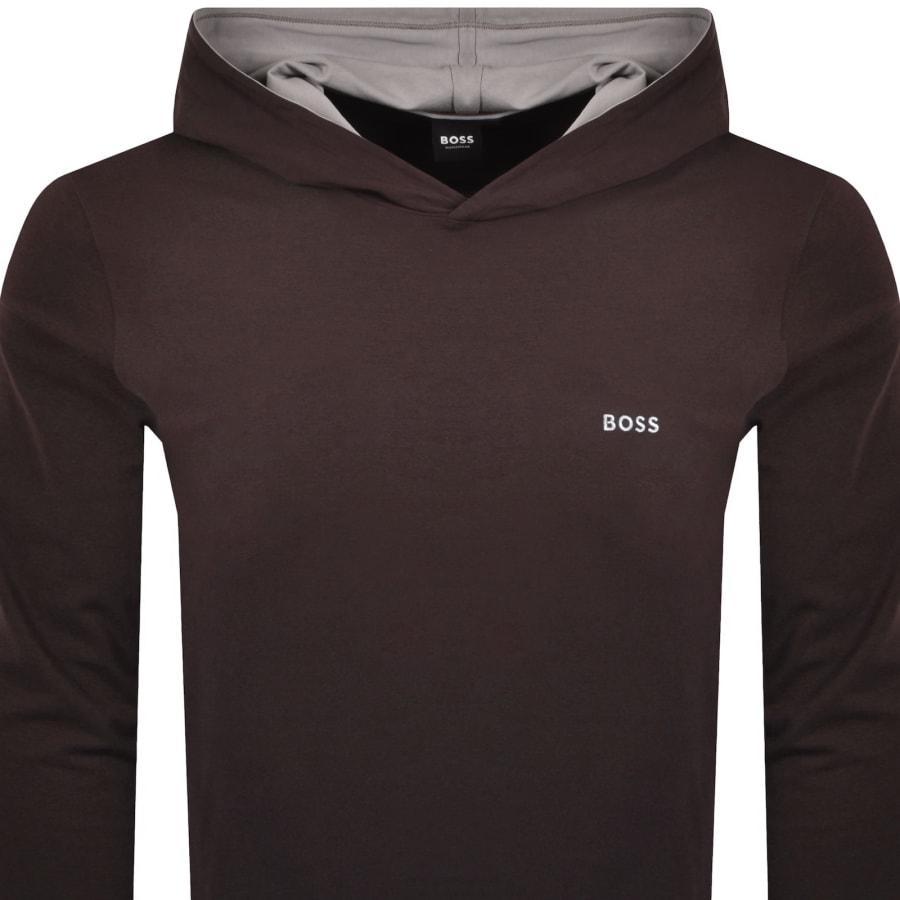 Image number 2 for BOSS Mix And Match Hooded T Shirt Dark Brown