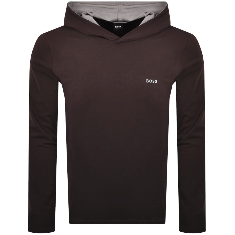 Image number 1 for BOSS Mix And Match Hooded T Shirt Dark Brown