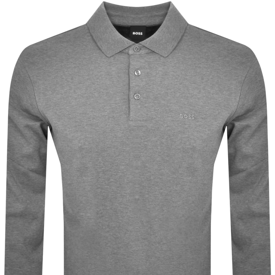 Image number 2 for BOSS Pado 30 Long Sleeved Polo T Shirt Grey