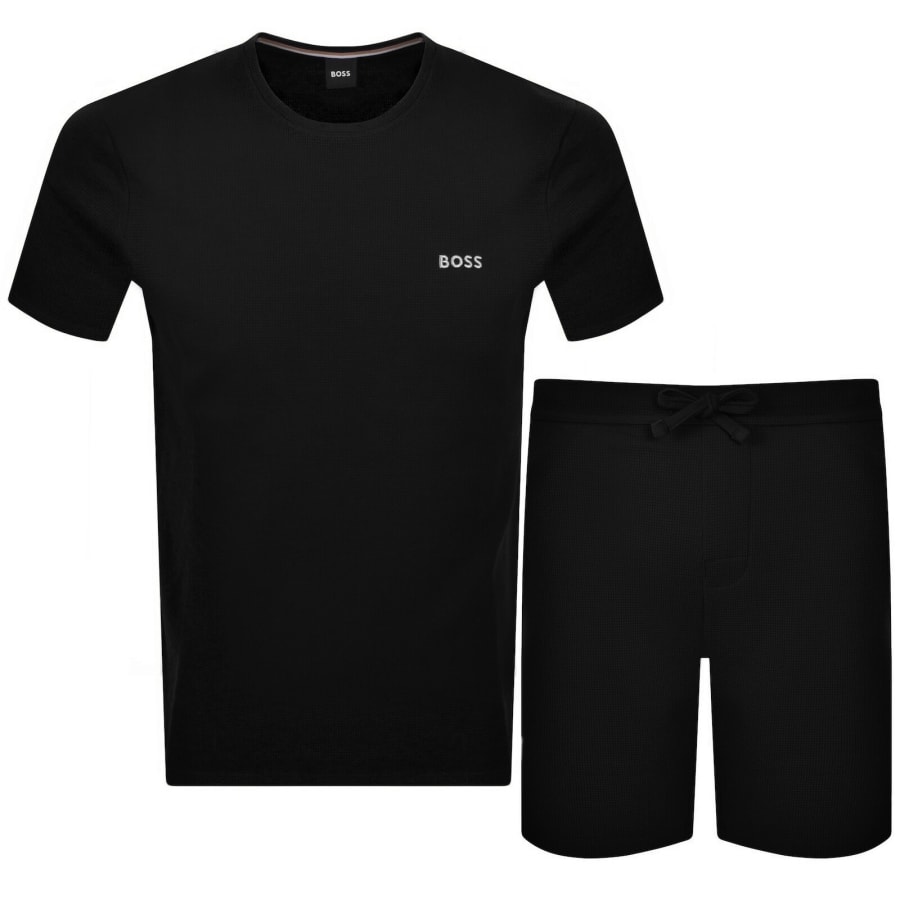 Image number 1 for BOSS Mix And Match Waffle Short Set Black