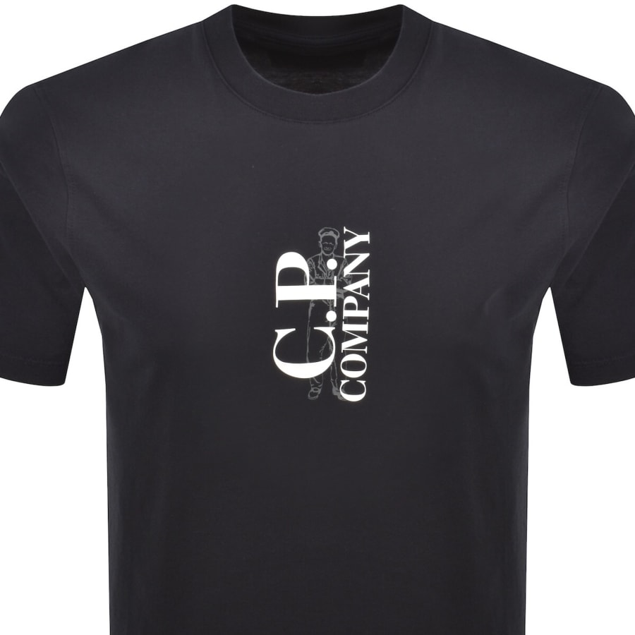 Image number 2 for CP Company Vertical Logo T Shirt Navy