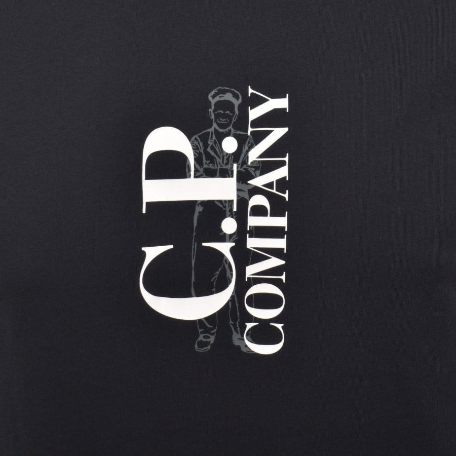 Image number 3 for CP Company Vertical Logo T Shirt Navy