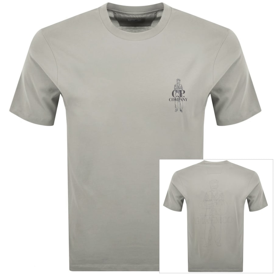 Image number 1 for CP Company Comfort Logo T Shirt Flint Grey