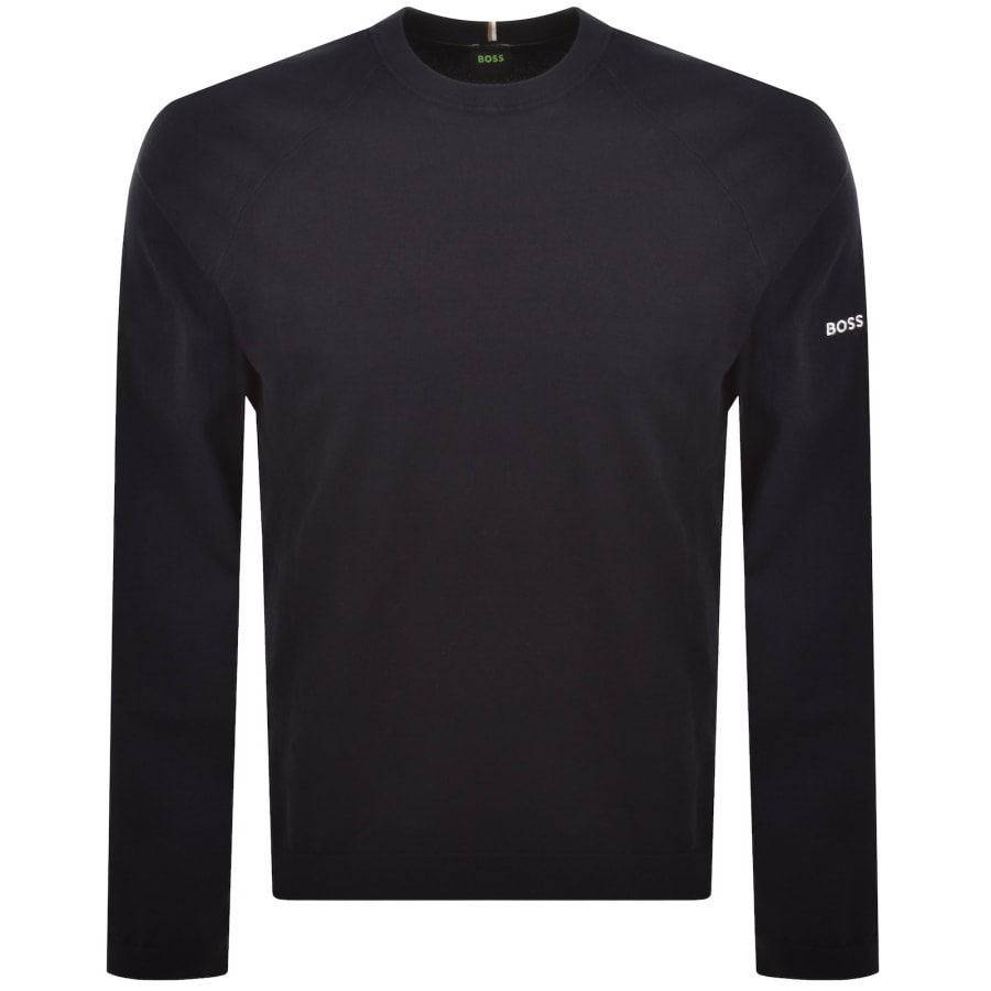 Image number 1 for BOSS GOC Rank Crew Neck Knit Jumper Navy