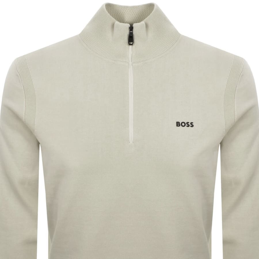Image number 2 for BOSS Ever X Quarter Zip Jumper Beige
