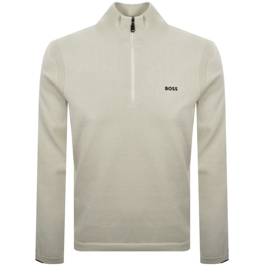 Image number 1 for BOSS Ever X Quarter Zip Jumper Beige