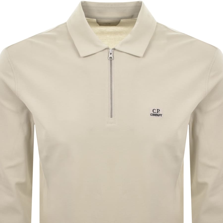Image number 2 for CP Company Long Sleeve Polo T Shirt Beige