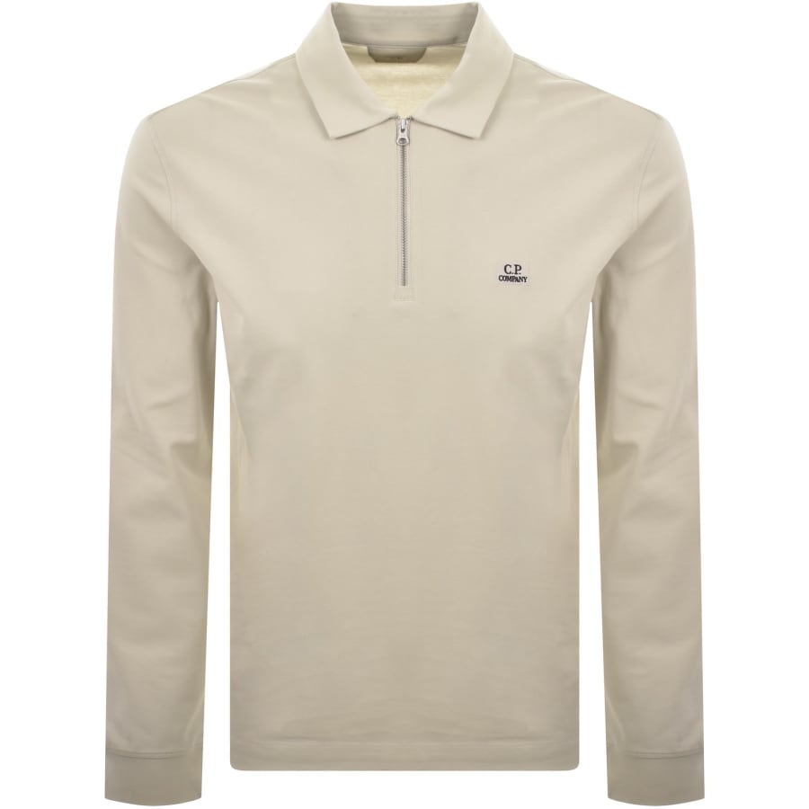 Image number 1 for CP Company Long Sleeve Polo T Shirt Beige