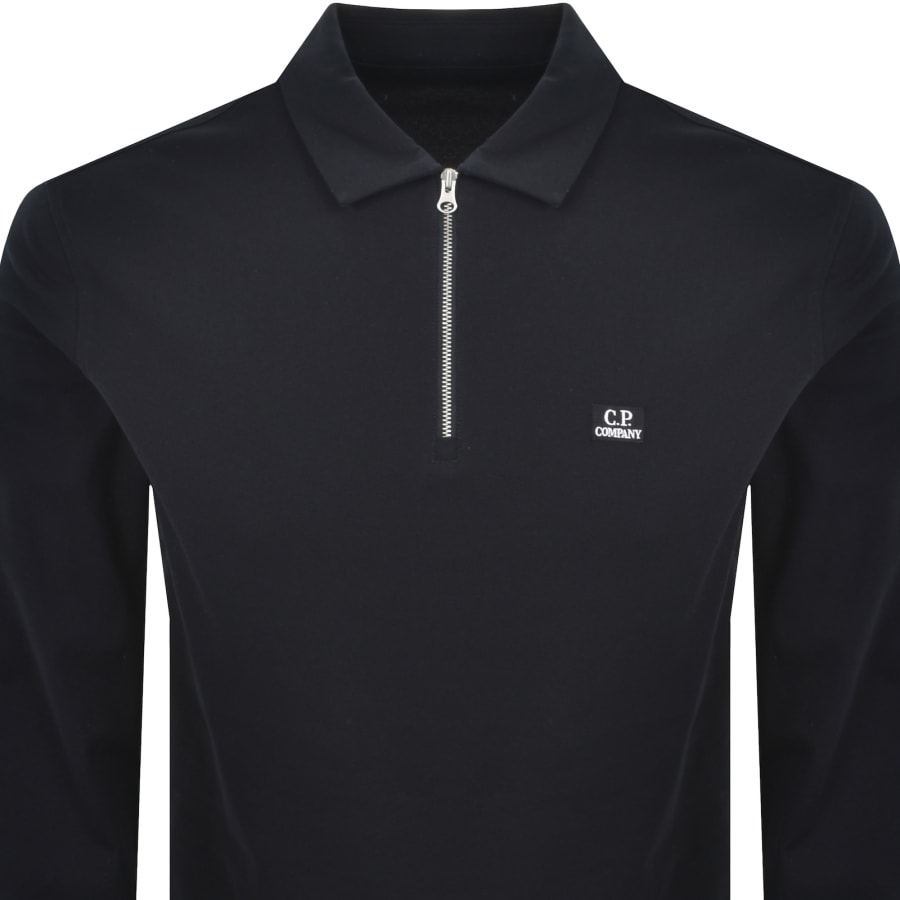 Image number 2 for CP Company Long Sleeve Polo T Shirt Navy