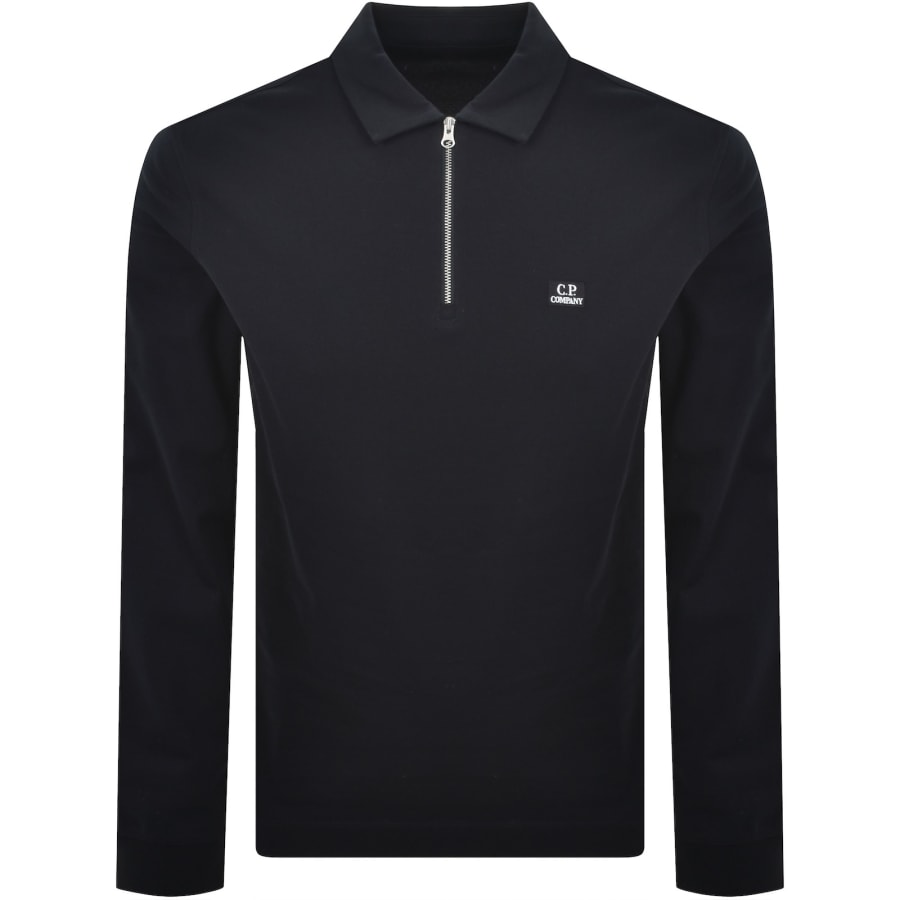 Image number 1 for CP Company Long Sleeve Polo T Shirt Navy