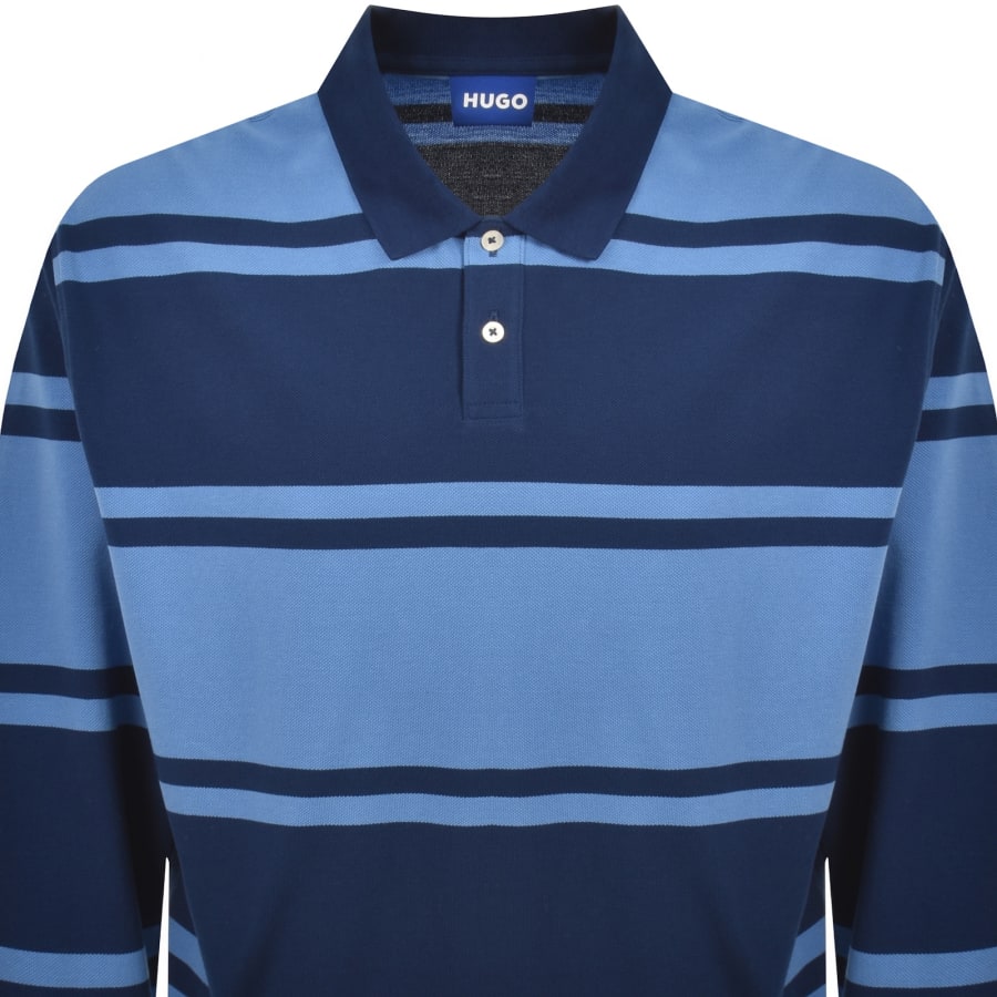 Image number 2 for HUGO Blue Nistrico Long Sleeve Polo T Shirt Blue