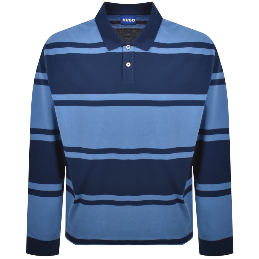Image number 1 for HUGO Blue Nistrico Long Sleeve Polo T Shirt Blue
