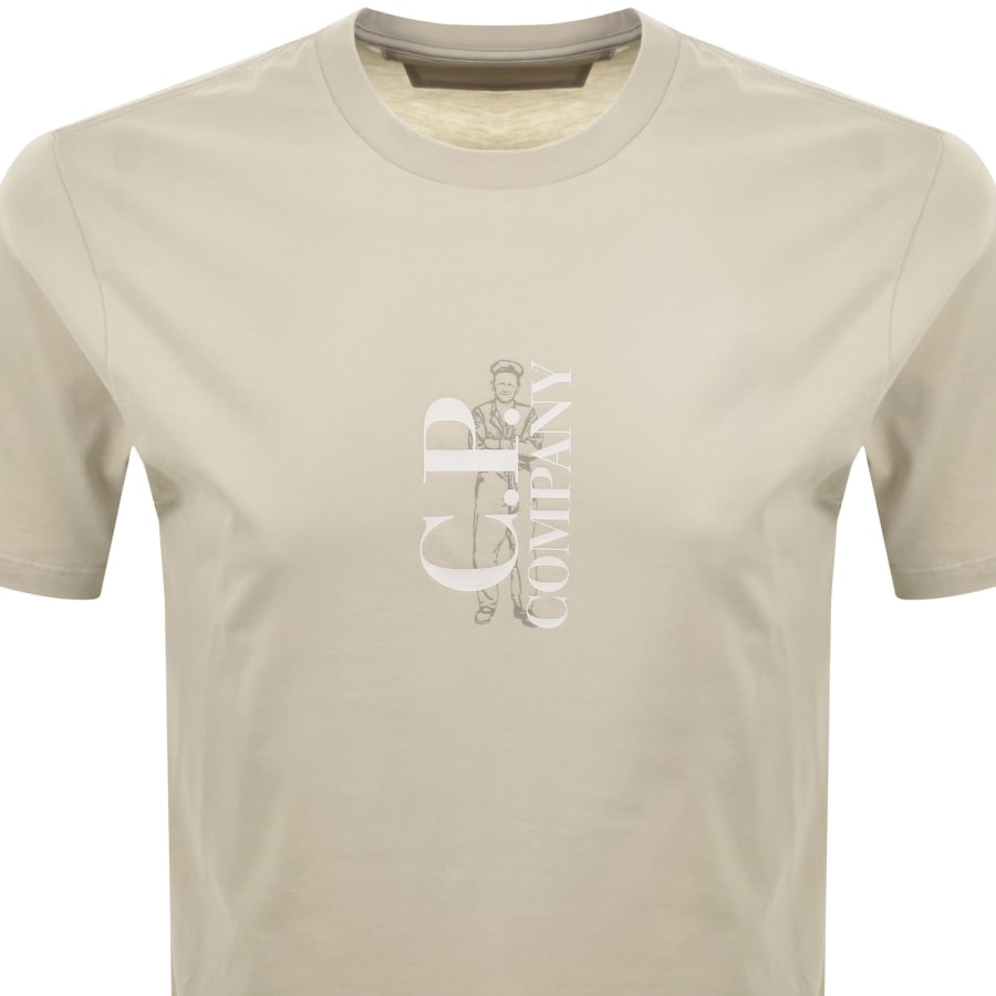 Image number 2 for CP Company Vertical Logo T Shirt Beige