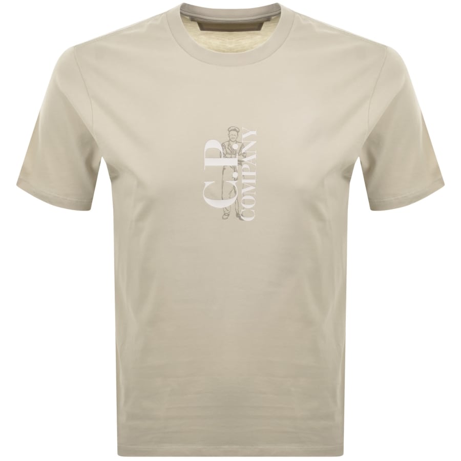 Image number 1 for CP Company Vertical Logo T Shirt Beige