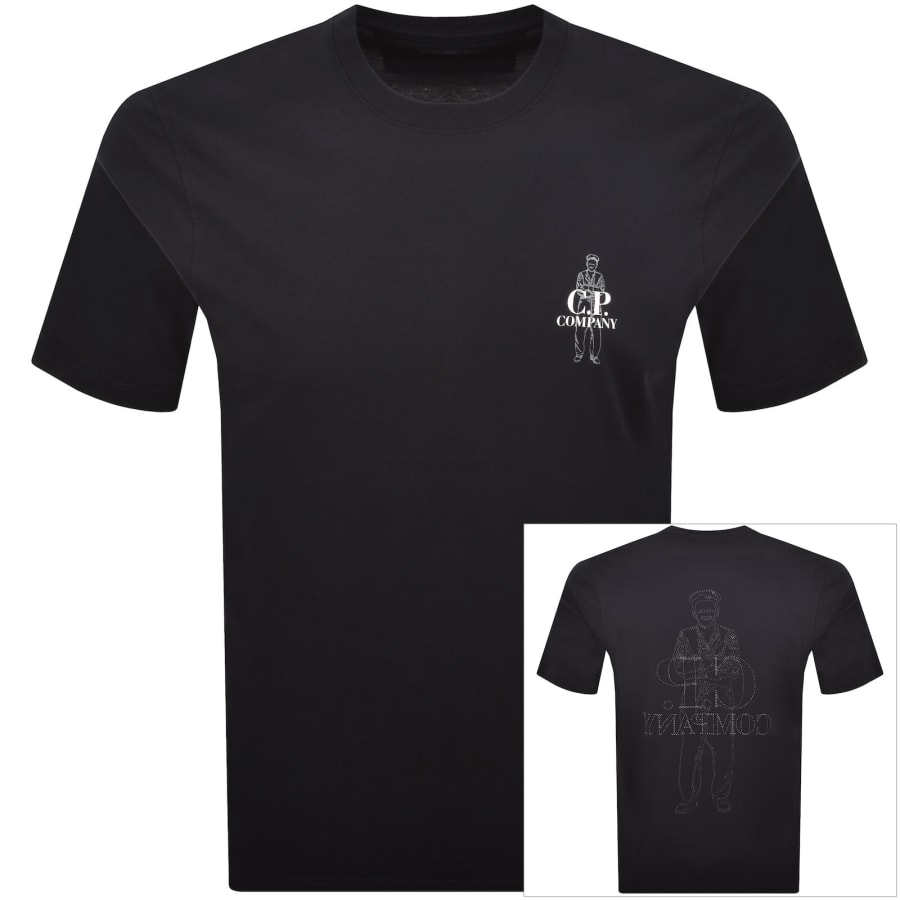 Image number 1 for CP Company Comfort Logo T Shirt Navy