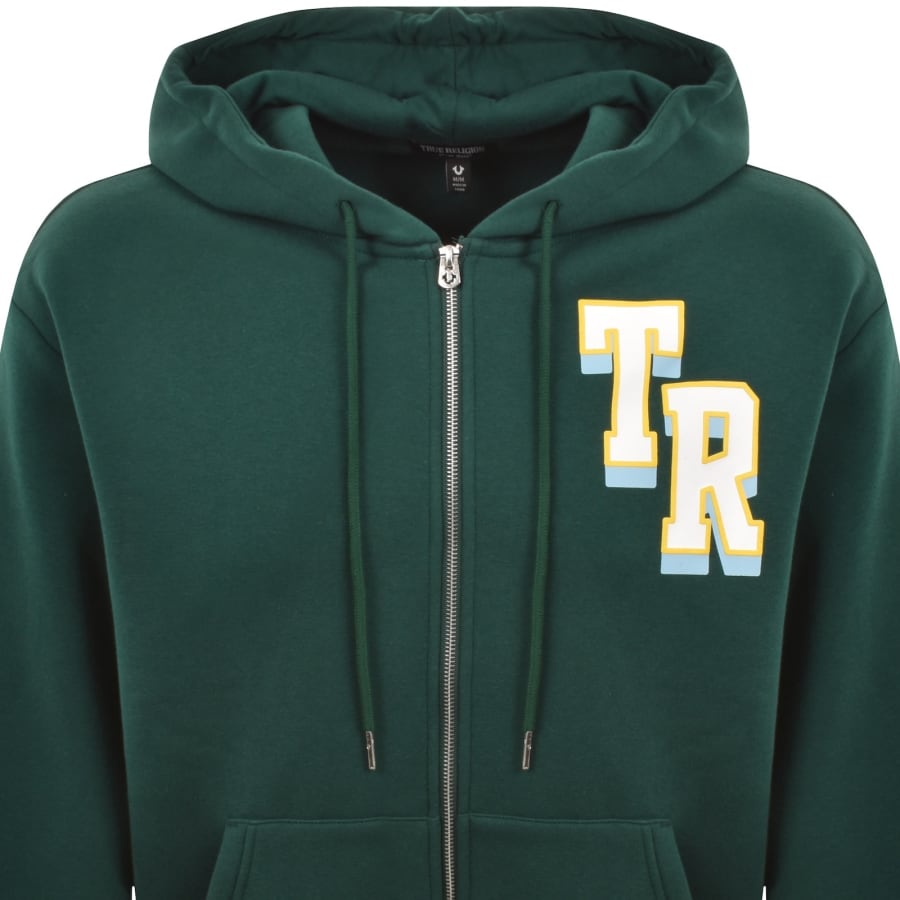 Image number 3 for True Religion Buddha Face Zip Hoodie Green