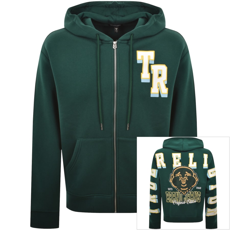Image number 1 for True Religion Buddha Face Zip Hoodie Green