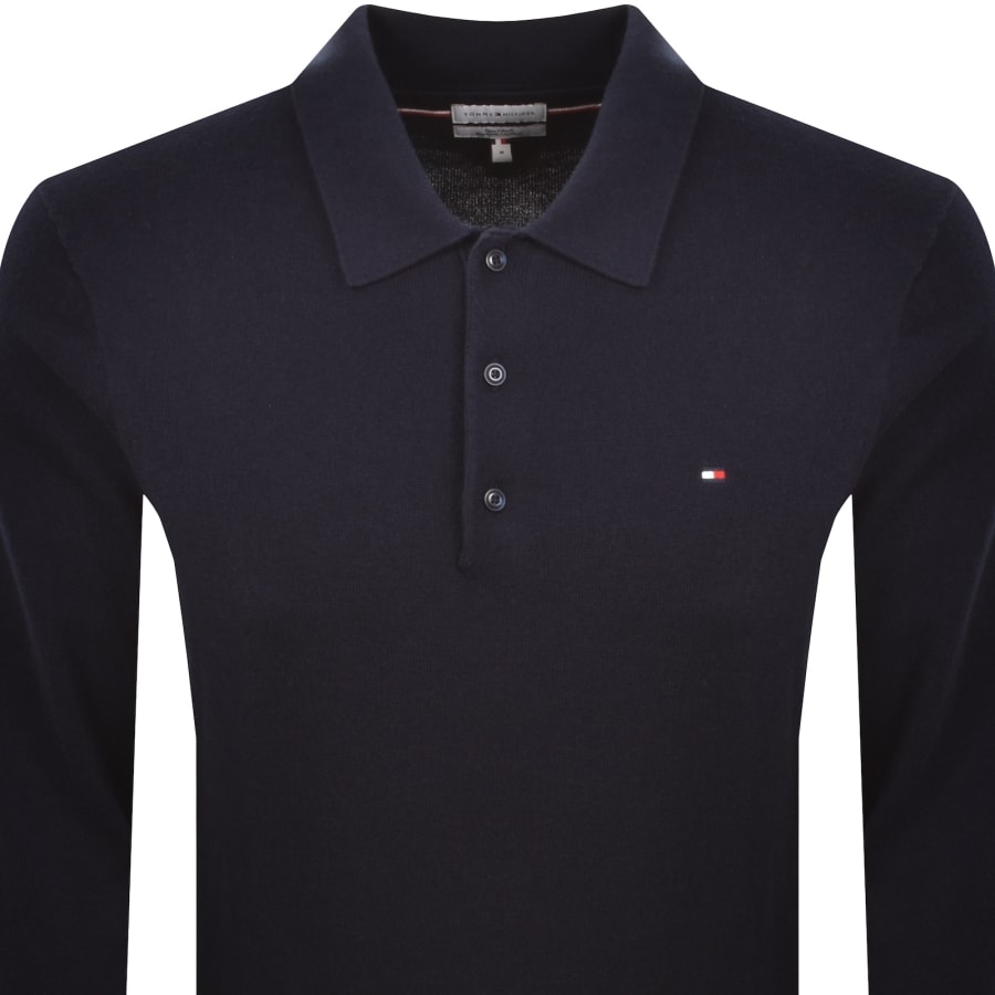 Image number 2 for Tommy Hilfiger Cashmere Polo Jumper Navy