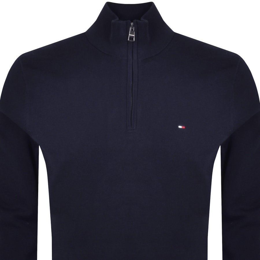 Image number 2 for Tommy Hilfiger Quarter Zip Jumper Navy