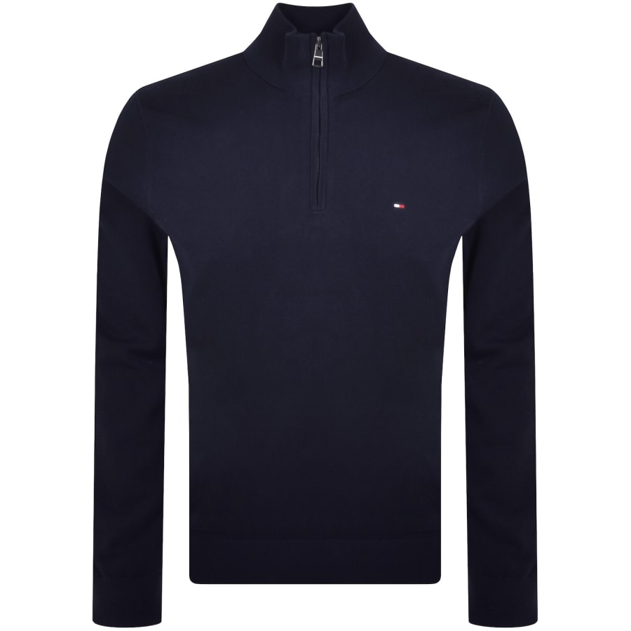 Image number 1 for Tommy Hilfiger Quarter Zip Jumper Navy