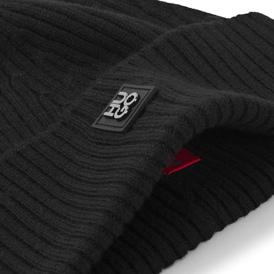 Image number 3 for HUGO Xola Metal Wool Beanie Black